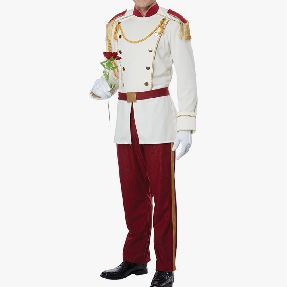 White and Red Cinderella Prince Costume